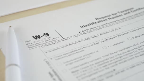IRS W-9 Formulario de Impuestos — Vídeo de stock