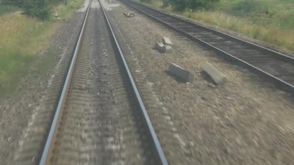 Speed Train in Motion on Railroad — Stockvideo