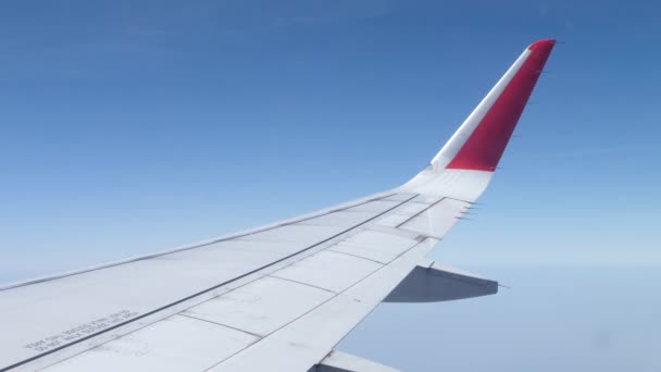 Plane Wing Against Blue Skyline Background — Wideo stockowe