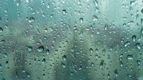 Gota de lluvia en ventana de vidrio — Vídeo de stock