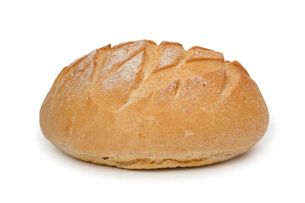 Traditionele zelfgemaakte Frans ronde brood geïsoleerd op een witte rug — Stockfoto