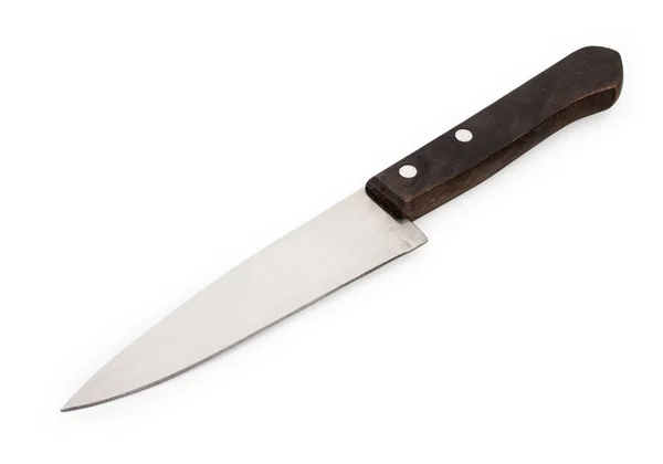 Nóż szefa kuchni z drewnianym uchwytem na białym tle na białym tle — Zdjęcie stockowe