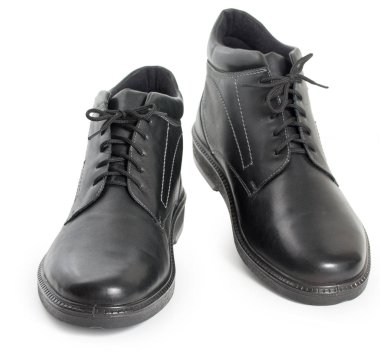 Siyah erkek çifti üzerinde beyaz bir arka izole kış botları deri