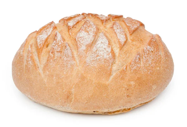 Pão redondo francês caseiro tradicional isolado em uma parte traseira branca — Fotografia de Stock