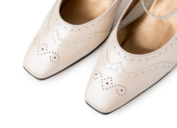 Kobiety moda Beżowe Buty na białym tle na biały backgrou — Zdjęcie stockowe