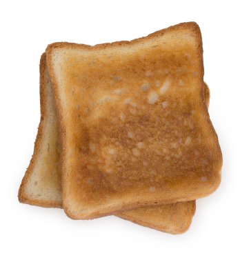 İzole üzerinde beyaz t çift güçlü kavrulmuş tost dilim ekmek
