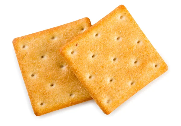 Paar knusprig gesalzene Cracker isoliert auf weißem Hintergrund, t — Stockfoto