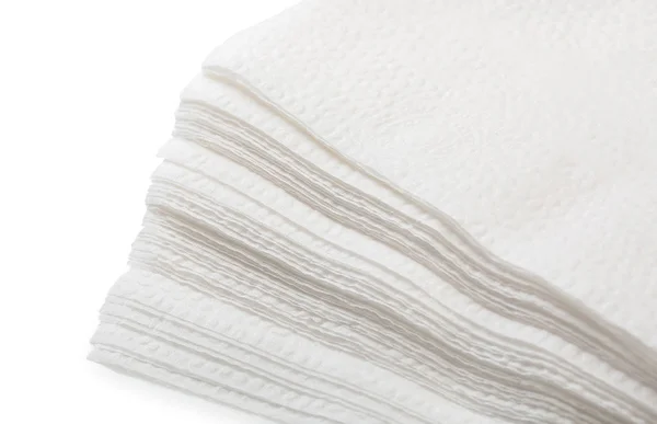 Gran pila de servilletas de papel blanco aisladas sobre un fondo blanco , — Foto de Stock