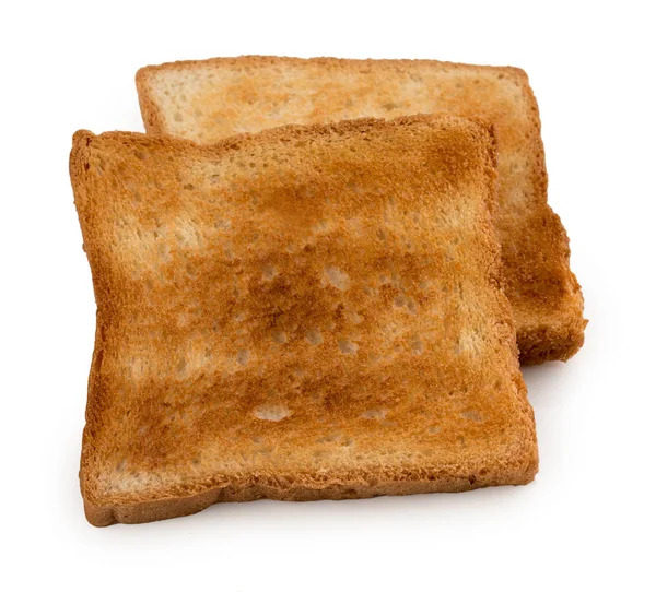 Paar goldene, frittierte, knusprige Toasts isoliert auf weißem Hintergrund — Stockfoto