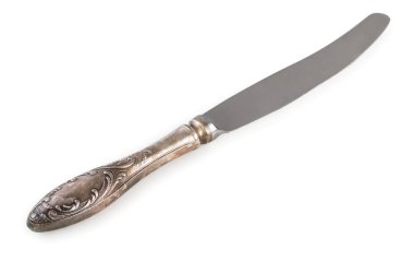 Antika gümüş: vintage tablo gümüş bıçak bir WHI izole