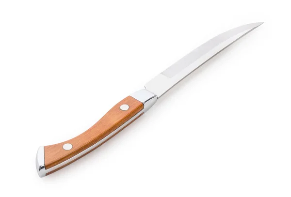 Nóż szefa kuchni z drewniany uchwyt na białym tle na białym tle — Zdjęcie stockowe