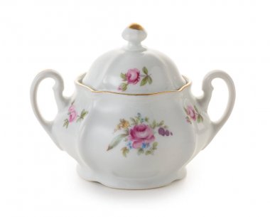 Vintage çek porselen şekerlik, eski stil zengin tarafından dekore edilmiş 