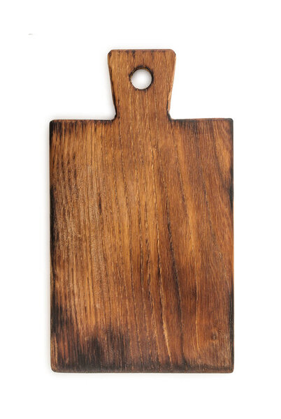 Handmade ash-tree wood cutting board, isolated on a white backgr