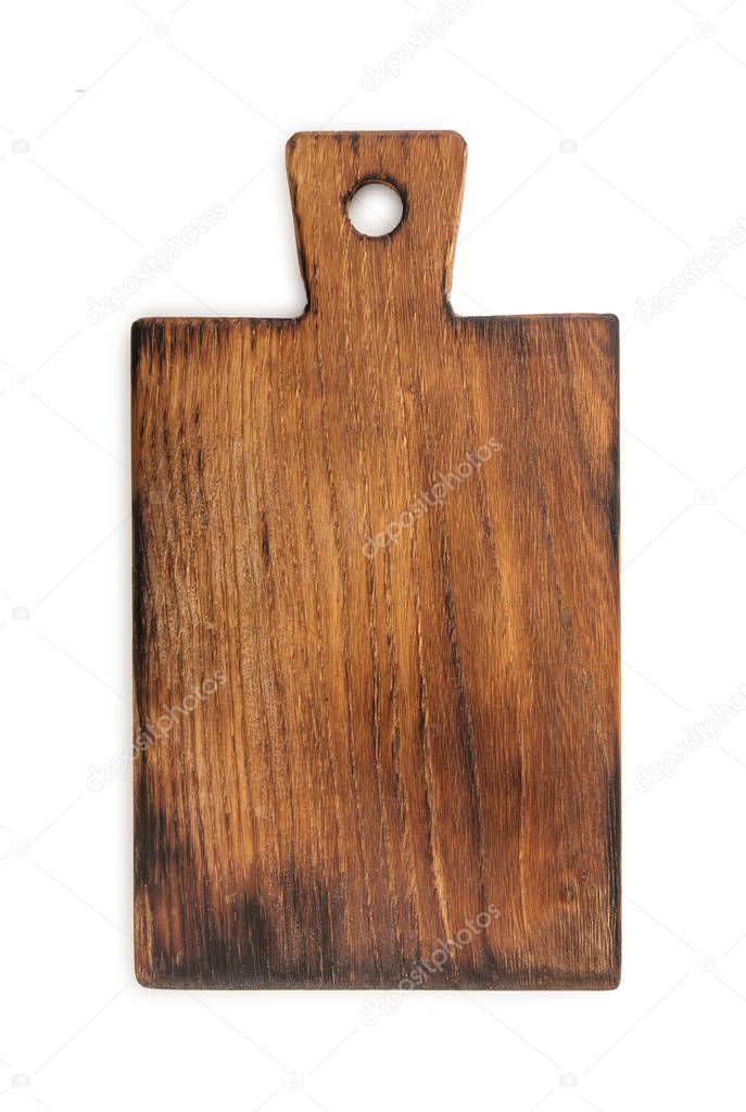 Handmade ash-tree wood cutting board, isolated on a white backgr