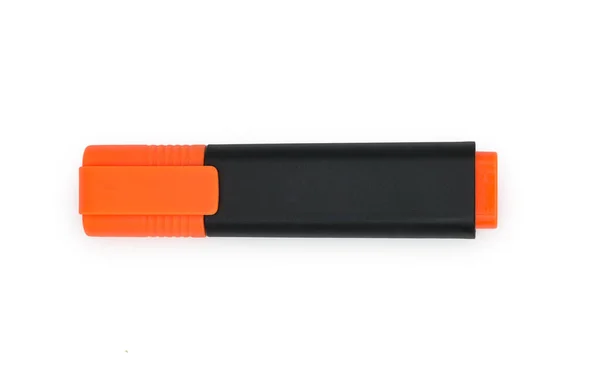 Orange Highlighter Tekstmarkør Isolert Hvitt Sett Ovenfra – stockfoto