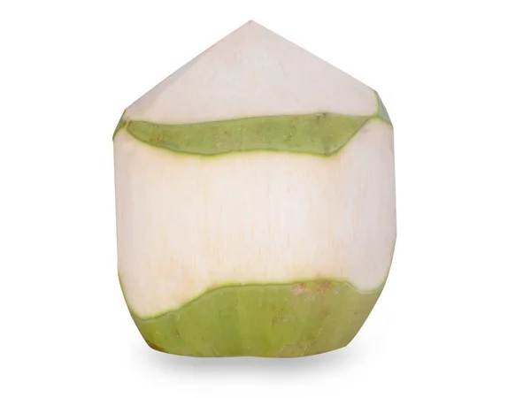 Grüne Kokosnuss isoliert auf weißem Hintergrund. — Stockfoto