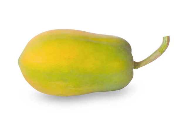 Papaya, gelb-grün isoliert auf weißem Hintergrund. — Stockfoto