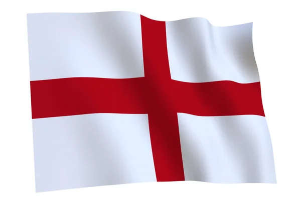 Хвильовий Прапор Англії Ізольований Білому Тлі Рендеринг Англійський Прапор Країна — стокове фото