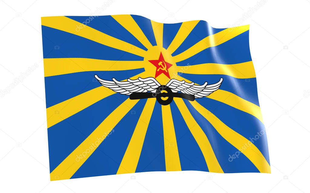 Soviet air force flag, USSR army, 3d render