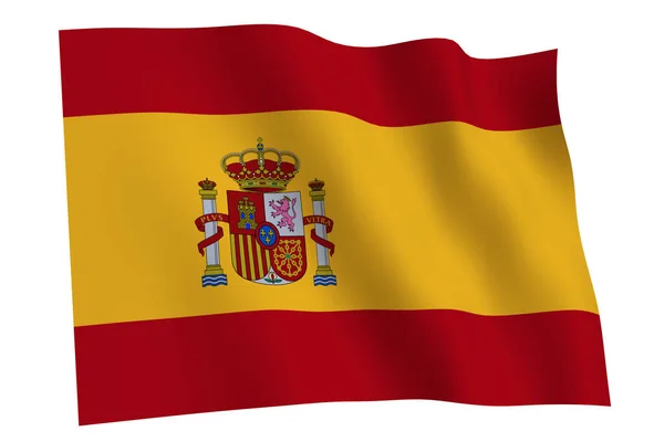 Bandiera Spagna Resa Spagna Bandiera Sventola Nel Vento Isolato Sfondo — Foto Stock