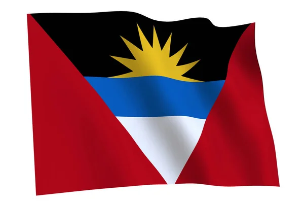 安提瓜和巴布达国旗 3D渲染 安提瓜和巴布达国旗在风中飘扬 与白色背景隔离 — 图库照片