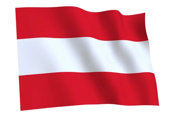 Austria Flag Render Austria Flag Waving Wind Isolated White Background — Stock Photo, Image