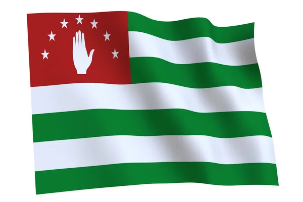 Abchazië Vlag Weergave Abchazië Vlag Wapperend Wind Geïsoleerd Witte Achtergrond — Stockfoto