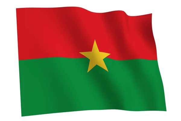 Burkina Faso Flag Render Flag Burkina Faso Waving Wind Isolated — Stock Photo, Image