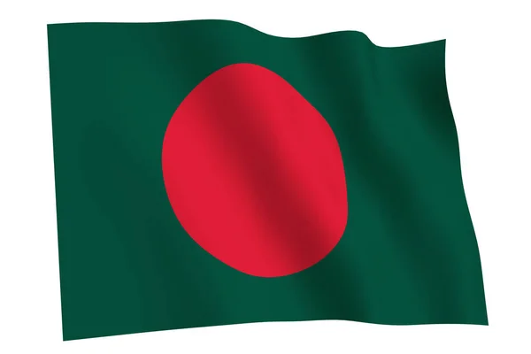 バングラデシュの旗 3Dレンダリング バングラデシュの国旗が風になびく 白い背景に隔離された — ストック写真