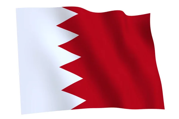 Бахрейнский Флаг Рендеринг Флаг Бахрейна Развевающийся Ветру Изолированный Белом Фоне — стоковое фото
