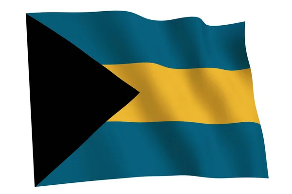 Bahamas Vlag Weergave Vlag Van Bahama Wapperend Wind Geïsoleerd Witte — Stockfoto