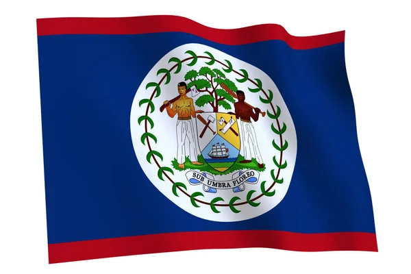 Belize Vlag Weergave Vlag Van Belize Wapperend Wind Geïsoleerd Witte — Stockfoto