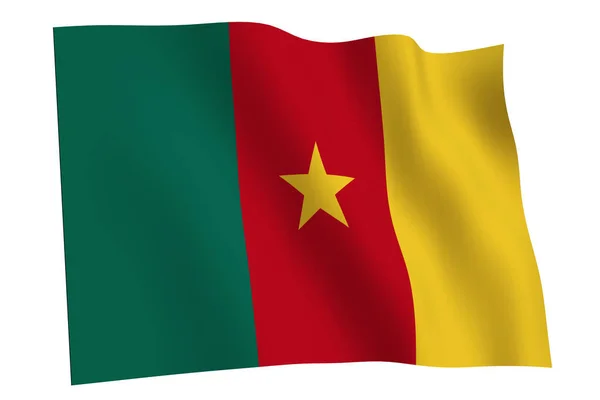Cameroon Flag Render Flag Cameroon Waving Wind Isolated White Background — Stock Photo, Image