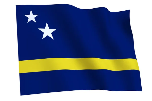 Drapeau Curaçao Rendu Drapeau Curaçao Agitant Dans Vent Isolé Sur — Photo