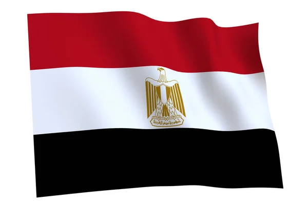 Egyptens Flagga Återgivning Flagga Egypten Vinka Vinden Isolerad Vit Bakgrund — Stockfoto