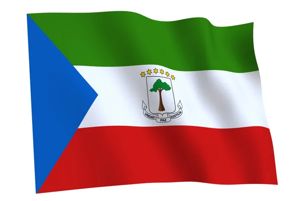 Прапор Екваторіальної Гвінеї Рендерити Прапор Екваторіальної Гвінеї Махає Вітром Ізольований — стокове фото