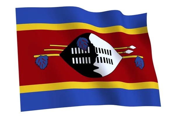 Bandeira Eswatini Renderização Bandeira Eswatini Acenando Vento Isolada Sobre Fundo — Fotografia de Stock