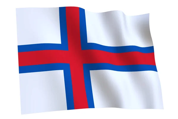 Faerské Ostrovy Vlajka Vykreslit Vlajka Faerských Ostrovů Vlnící Větru Izolované — Stock fotografie