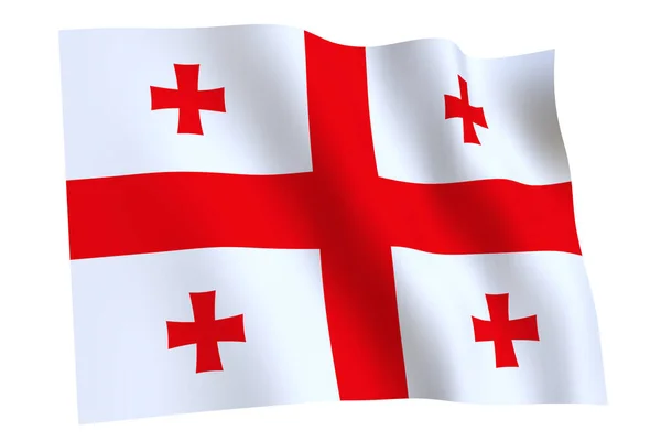 Georgia Flagga Återgivning Flagga Georgien Vinka Vinden Isolerad Vit Bakgrund — Stockfoto
