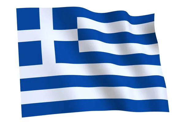 Griechenland Fahne Darstellung Flagge Griechenlands Weht Wind Vereinzelt Auf Weißem — Stockfoto