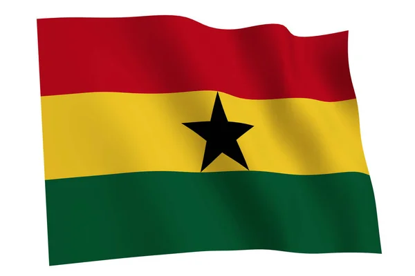 Bandera Ghana Render Bandera Ghana Ondeando Viento Aislada Sobre Fondo — Foto de Stock