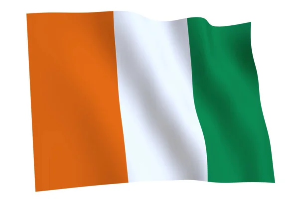 Ivory Coast Flag Render Flag Ivory Coast Waving Wind Isolated — Stock Photo, Image