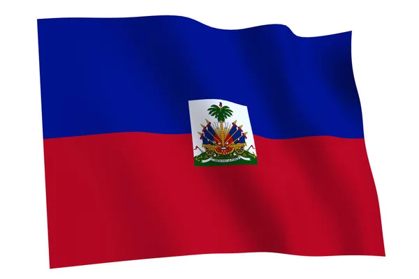 Haiti Flagge Darstellung Flagge Haitis Weht Wind Vereinzelt Auf Weißem — Stockfoto