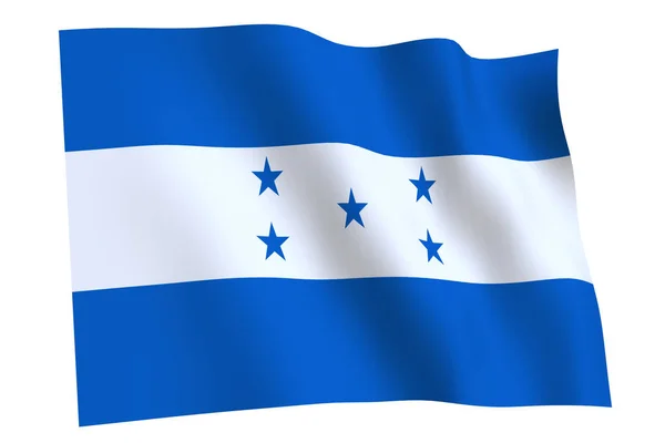 Bandera Honduras Render Bandera Honduras Ondeando Viento Aislada Sobre Fondo — Foto de Stock