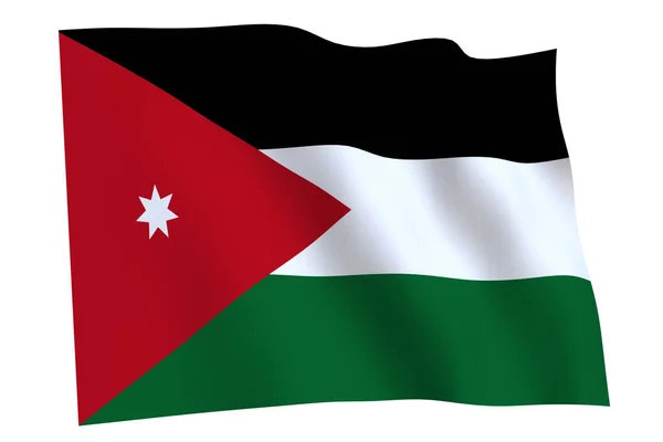 Bandera Jordania Render Bandera Jordania Ondeando Viento Aislada Sobre Fondo — Foto de Stock