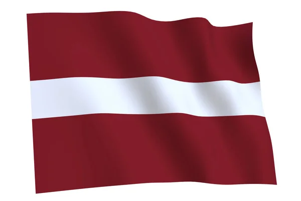 Latvia Flag Render Flag Latvia Waving Wind Isolated White Background — Stock Photo, Image