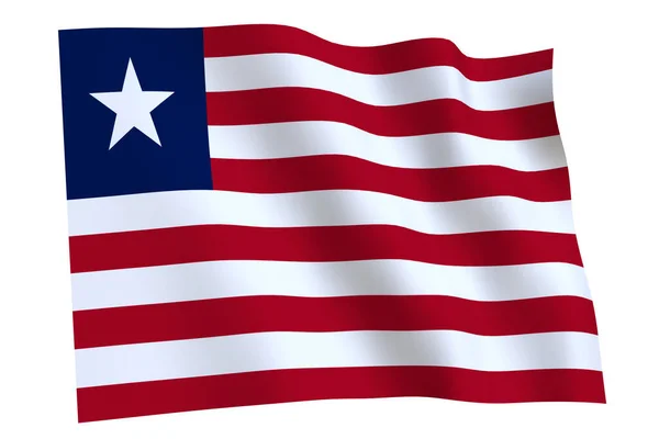 Liberia Vlag Weergave Vlag Van Liberia Wapperend Wind Geïsoleerd Witte — Stockfoto