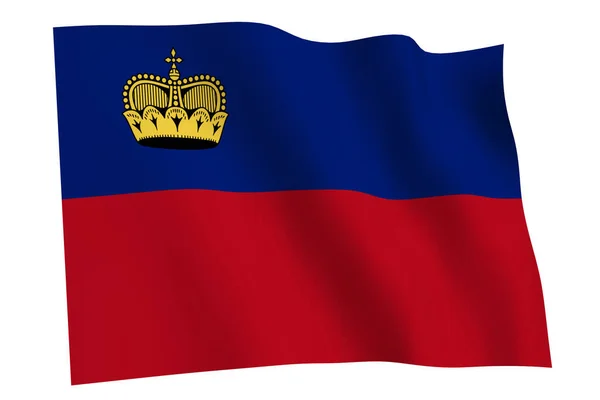 Liechtenstein Zászló Renderelés Zászló Liechtenstein Integetett Szél Elszigetelt Fehér Háttér — Stock Fotó