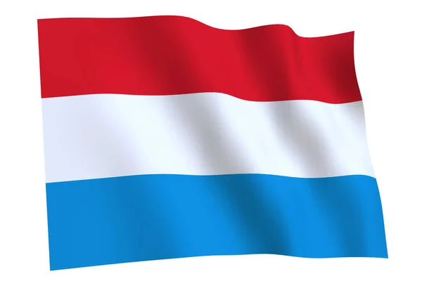 Luxembourg Flag Render Flag Luxembourg Waving Wind Isolated White Background — Stock Photo, Image