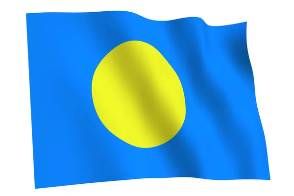 Palau Vlag Weergave Vlag Van Palau Wapperend Wind Geïsoleerd Witte — Stockfoto